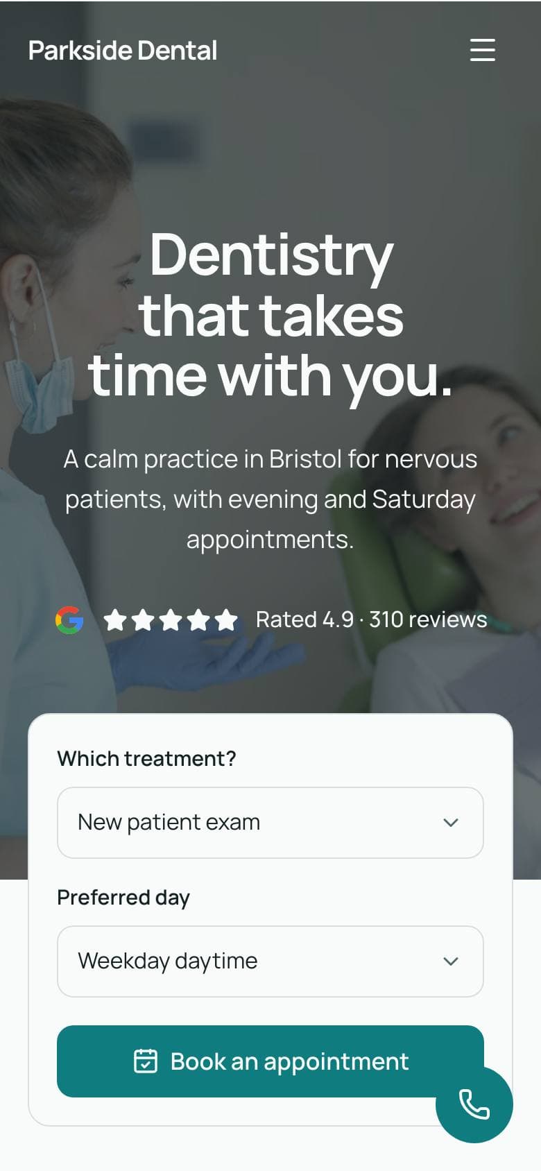 An example site on a phone